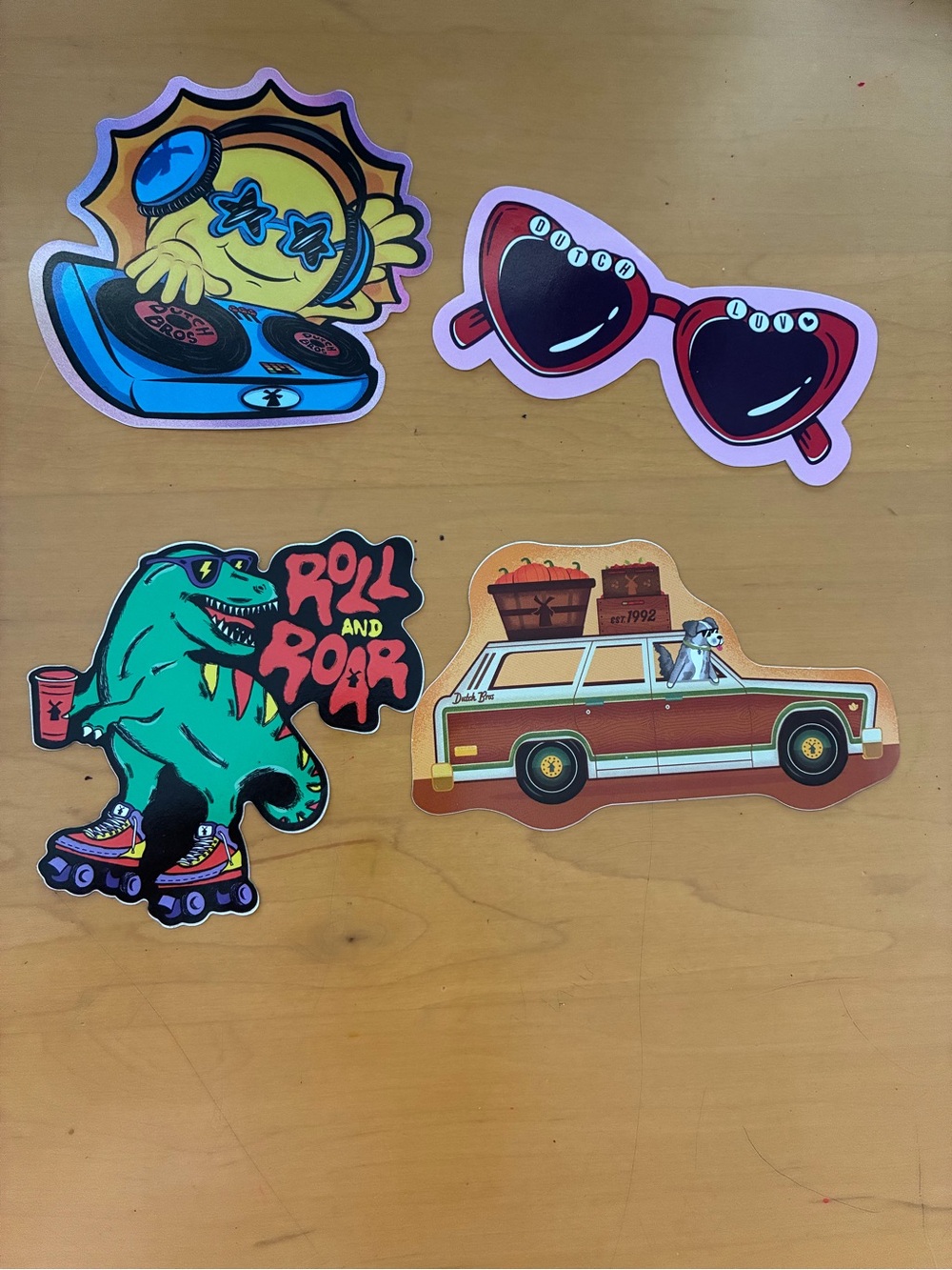 Lot of 4 Rare Hard to find Arizona Dutch Bros Christmas, Halloween stickers